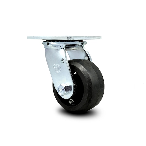 4 Inch Rubber on Steel Swivel Caster with Roller Bearing and Swivel Lock SCC